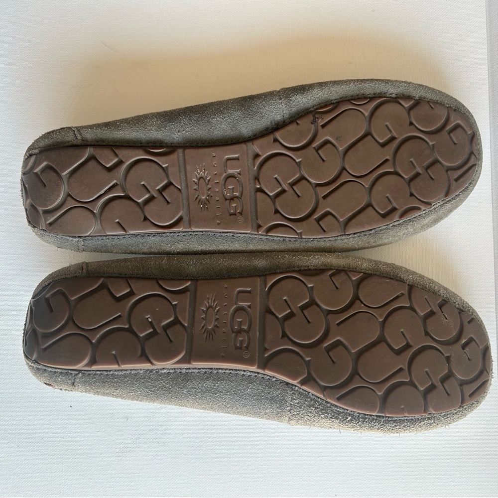 Ugg Wool Sheepskin Lizzy Moccasin Slippers Slip On House Shoe Gray Women's Sz 8 - Picture 9 of 9